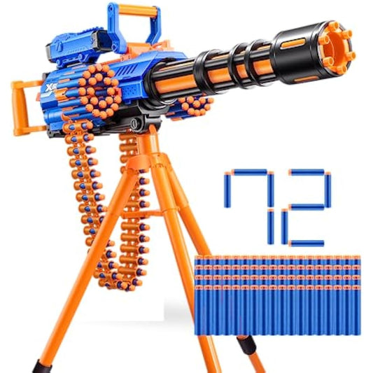 XSHOT Insanity Motorized Rage Fire by ZURU with 72 Darts, Air Pocket Technology Darts and Dart Storage, Motorized Blasting Power, Auto Feeding Belt, Tripod and Scope, Outdoor Toy