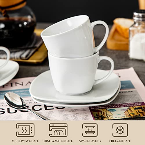 MALACASA, Series Elisa, 12-Piece Ivory White China Porcelain Drinkware Coffee Set with 6-Piece Cups and 6-Piece Saucers, Service for 6