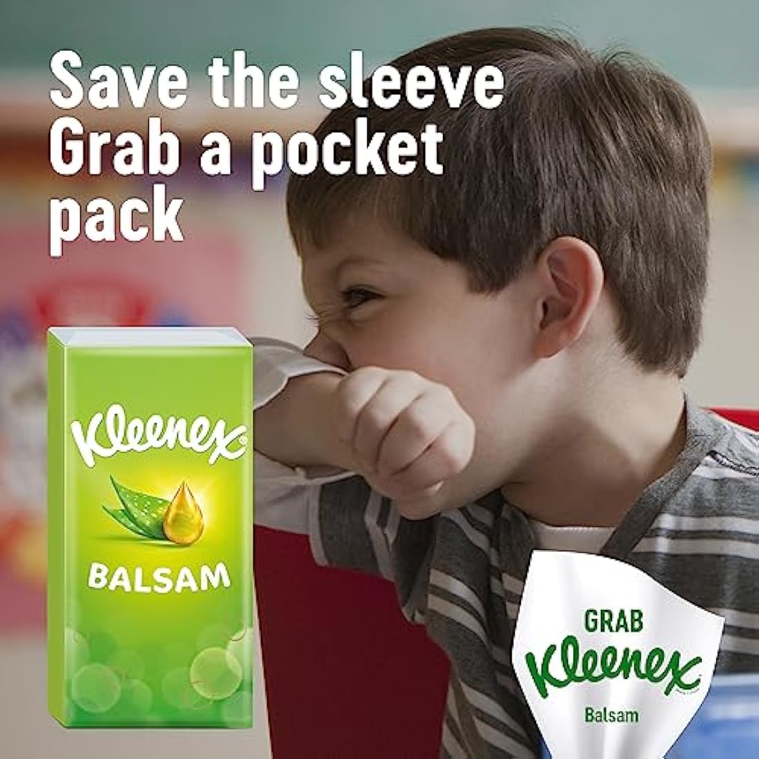 Kleenex® Balsam Extra Large Tissues in 16 Compact Boxes - Protect and Soothe Your Nose When You've Got a Cold - BalmCare with Aloe Vera, Vitamin E and Calendula, 640 Tissues (16 Boxes)