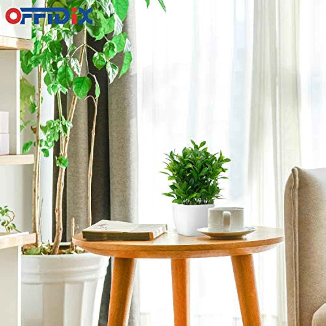 OFFIDIX Artificial Plants Mini Plastic Eucalyptus with Square Vase for Office desk, Home Faux Plastic Plants Fake Plant with Plastic Pots for Home Decoration