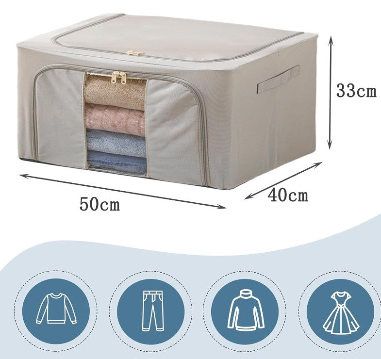 3 Pack Clothes Storage Bags XL Zipped Organiser Storage Boxes Grey Large