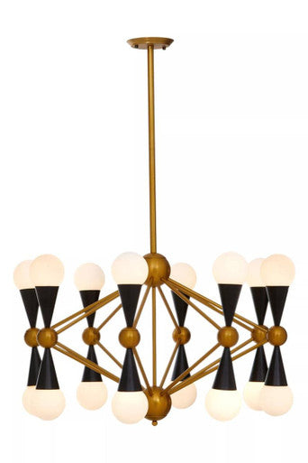 Orko Brass And Black 16 Bulb Statement Pendant Light