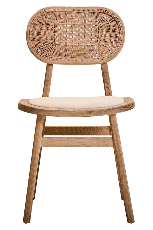 Beige Fabric and Grey Wash Elm Wood Dining Chair | Cebu