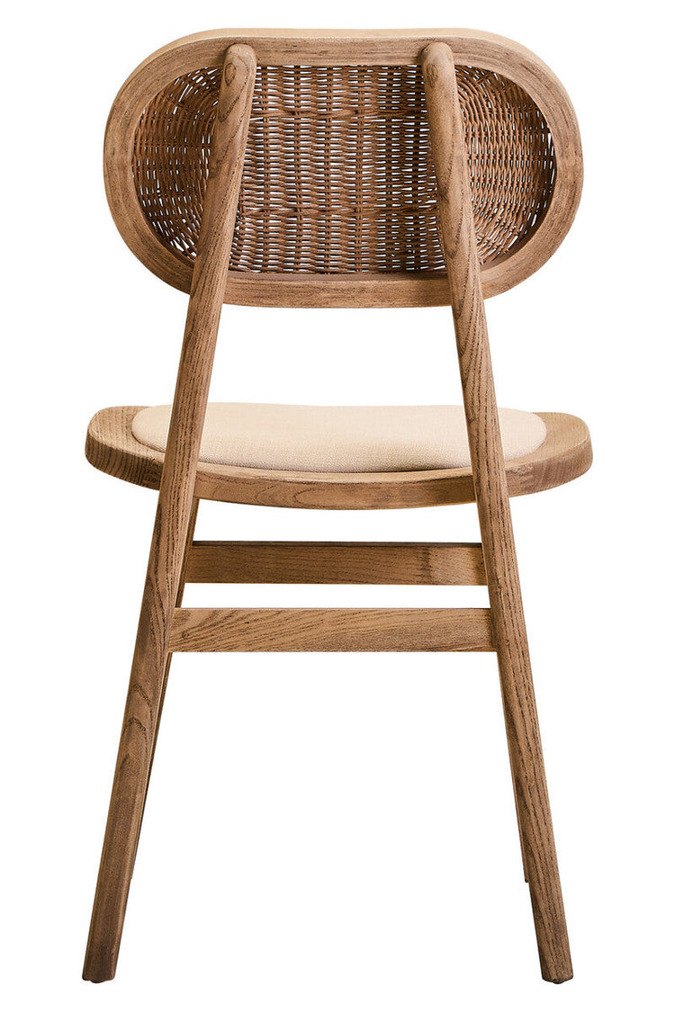 Beige Fabric and Grey Wash Elm Wood Dining Chair | Cebu