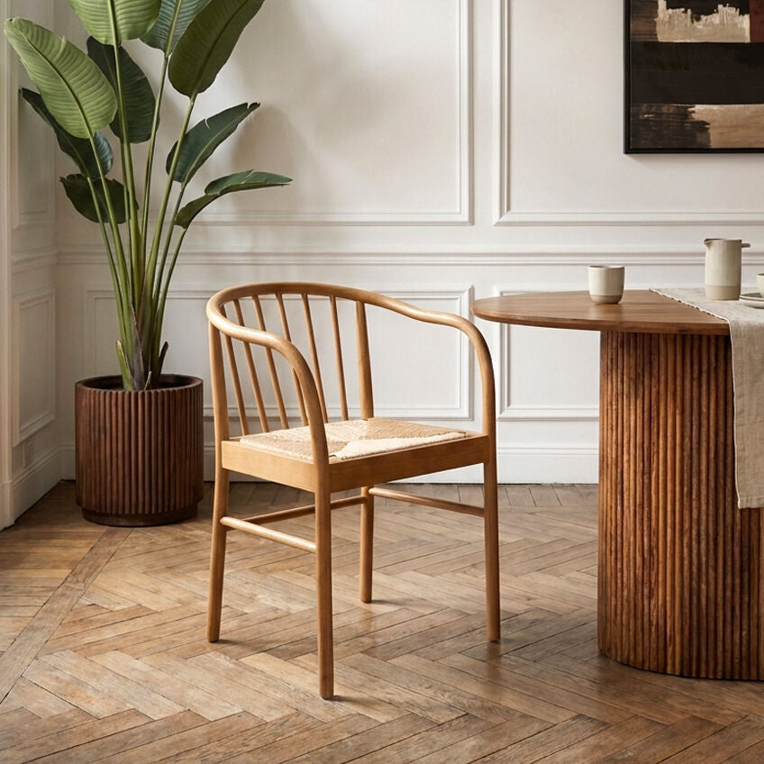 Cebu Natural Woven Rope and Beech Wood Chair