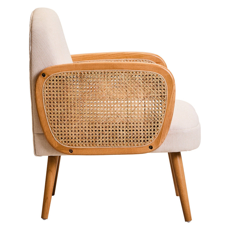Cebu Ivory Fabric Chair with Curved Back