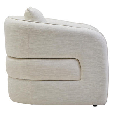 Bilani Cream Linen Effect Chair with Curved Back