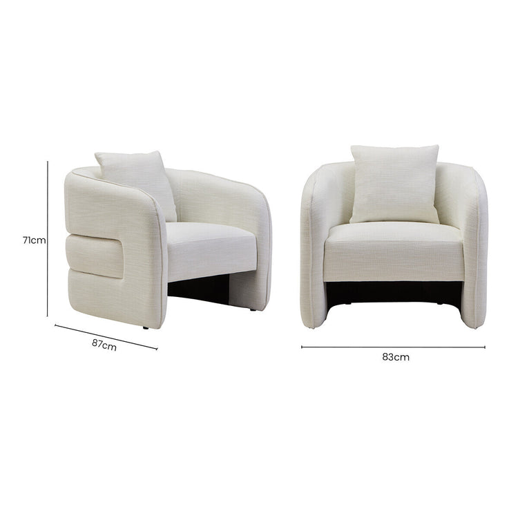 Bilani Cream Linen Effect Chair with Curved Back