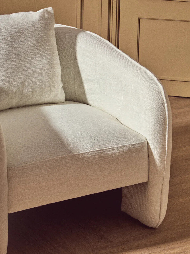 Bilani Cream Linen Effect Chair with Curved Back