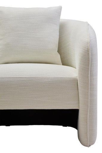Bilani Cream Linen Effect Chair with Curved Back