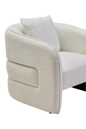 Bilani Cream Linen Effect Chair with Curved Back