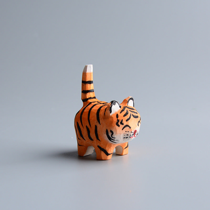Handmade Wooden Cat Figurine - Artisan Carved Wood Cat Sculpture Home Decor Gift
