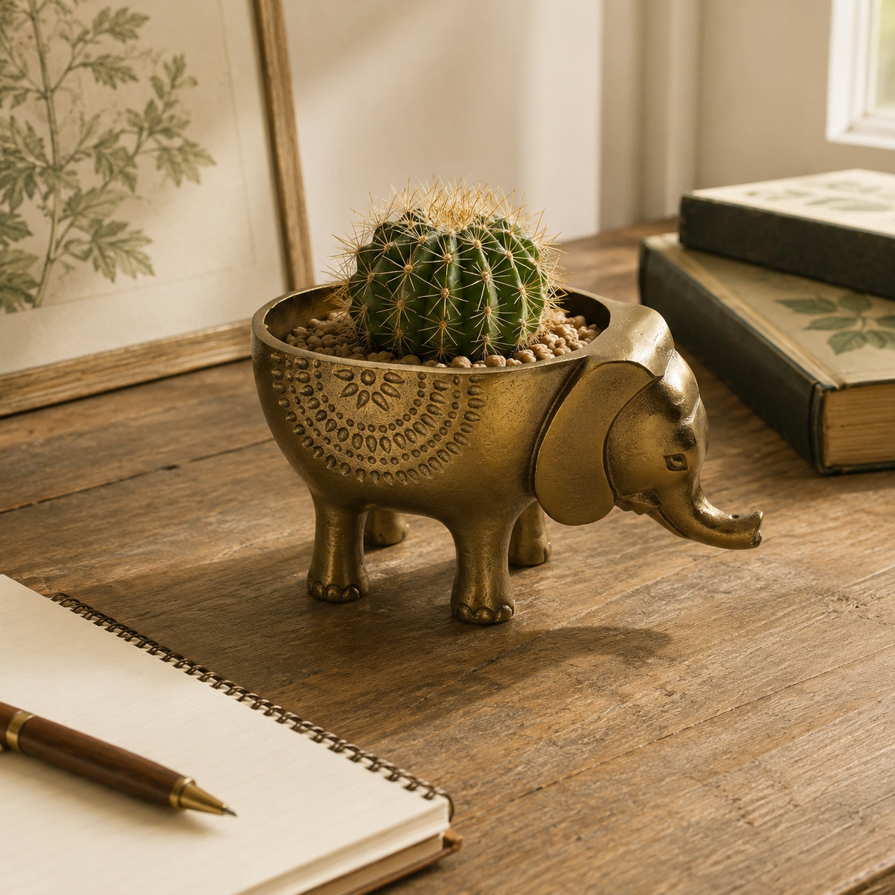 Elephant Indoor Planter | Brass Finish Animal Plant Pot