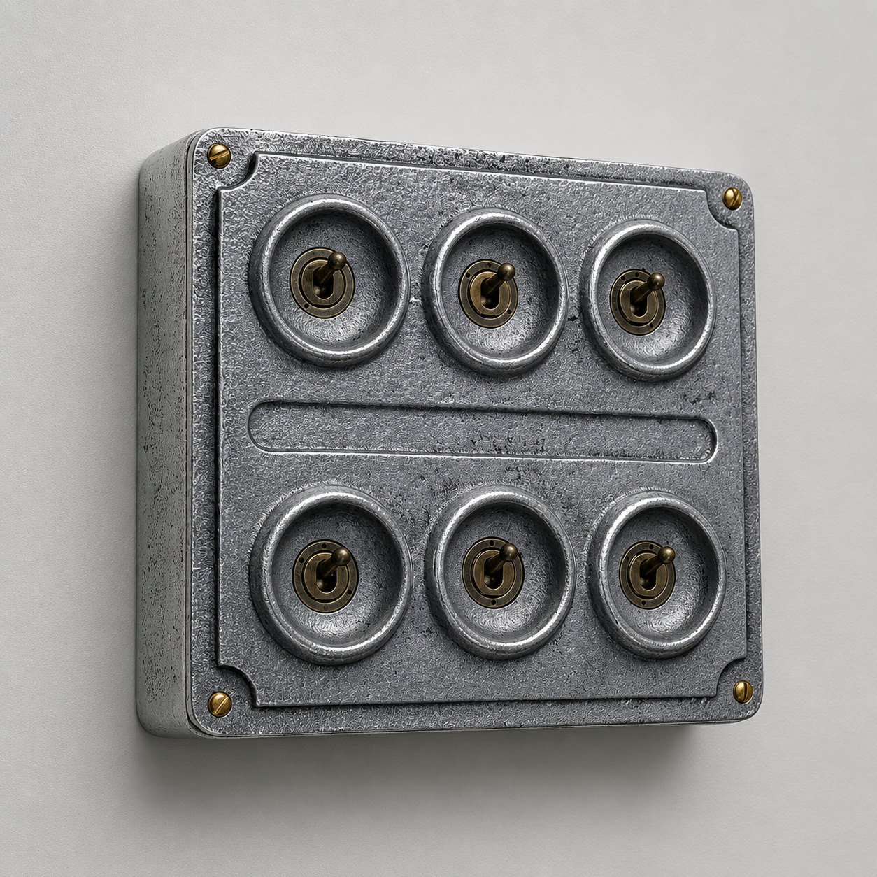 6 Gang 2 Way Solid Cast Metal Conduit Light Switch