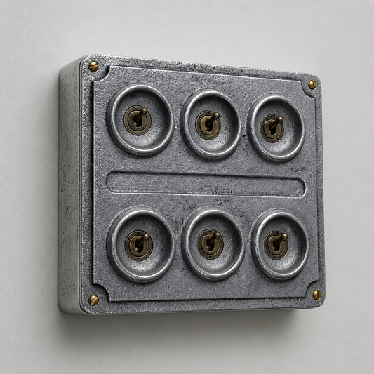 6 Gang 2 Way Solid Cast Metal Conduit Light Switch