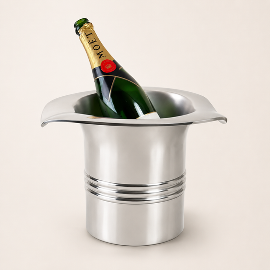 XL Top Hat Champagne Ice Bucket | Solid Cast Nickel Plated Wine Cooler