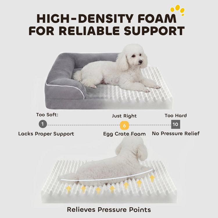 PawHut Dog Sofa Bed, Washable Pet Bed with Removable Cover and Non-Slip Bottom for Cats and Small Dogs, Grey