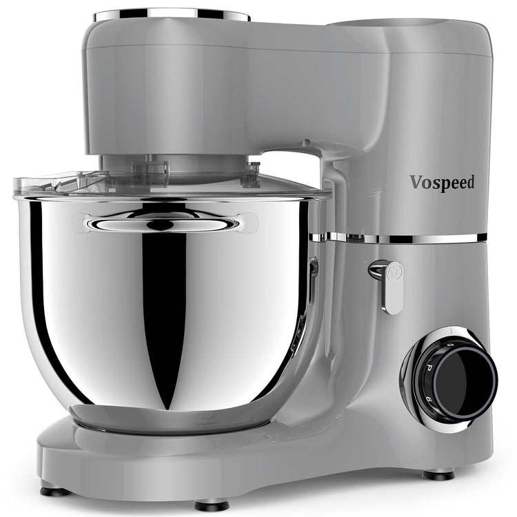 Vospeed Stand Mixer 8L Cake Mixer Electric Kitchen Food Mixer with Stainless Steel Bowl, Beater, Dough Hook, Whisk for Baking, Dishwasher Safe (Grey)