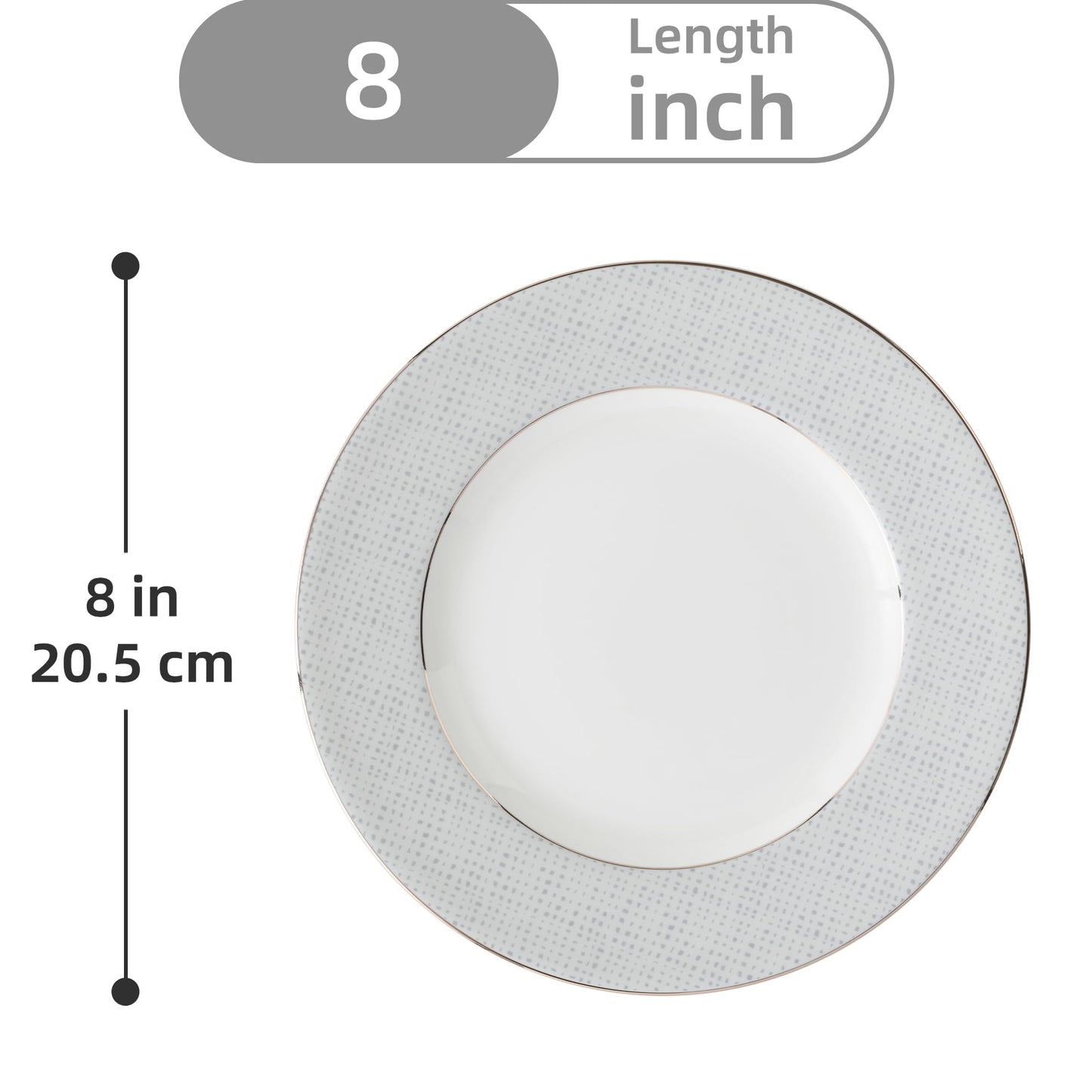 London Boutique Smaller Dinner Plates Silver Banding