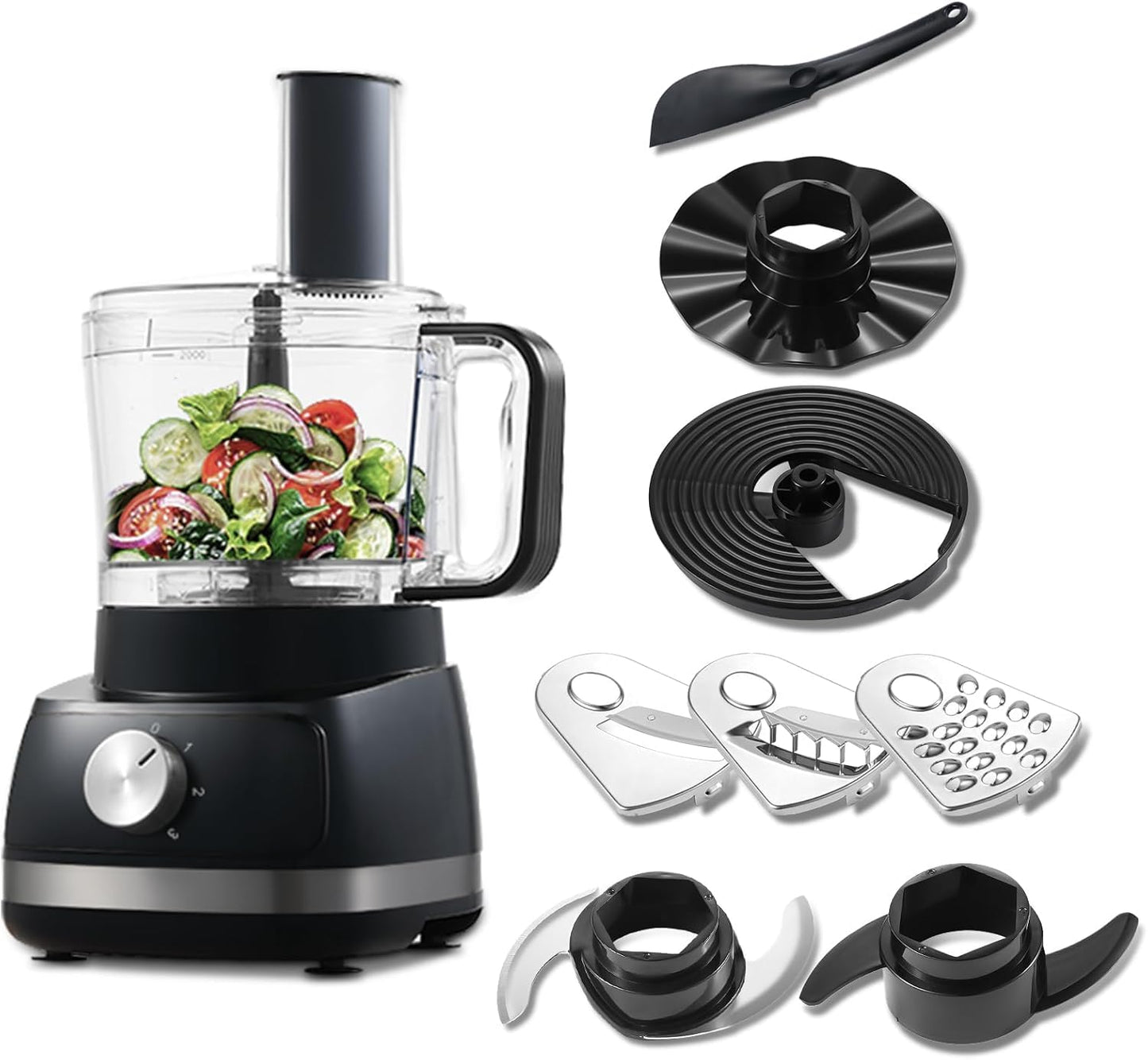 TopStrong Food Processor, 6-in-1 Food Processor and Blender Multifunctional for Chopping, Slicing, Shredding and Kneading Dough, 3 Speeds with Pulse,