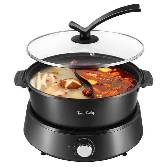 Food Party Hot Pot Electric 4L Hotpot Pot with Devider Detachable 220V 1350W Hot Pot Cooker Fondue for 6 People