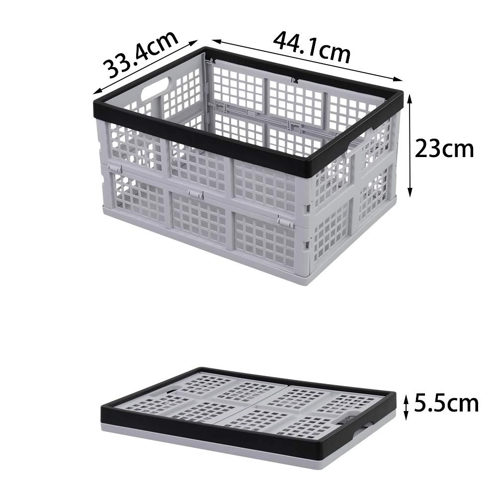 Xowine 28 L Plastic Collapsible Crates, Set of 3 Folding Storage Crates