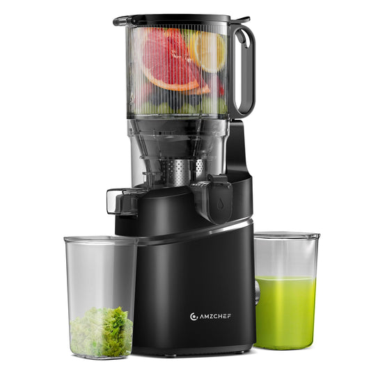 AMZCHEF Automatic Cold Press Juicer Machines 250W Liberate Your Hands, 135MM Opening and 1.8L Capacity Slow Juicers for Whole Fruit and Vegetable,
