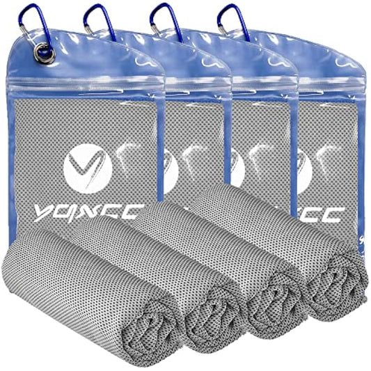 YQXCC 4 Pack Cooling Towels 100x30 cm Cool Cold Towel, Soft Breathable Chilly Microfibre Towels for Yoga, Golf, Gym, Camping, Running, Fitness, Workout & More Activities