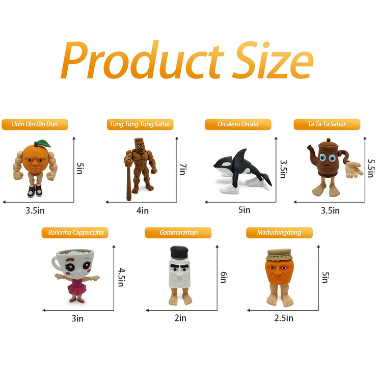 Italian Brainrot Toys, Large Poseable Italian Brainrot Toys, Brainrot Action Figures for Kids, Steal a Brainrot for Fun Desk Display, Collecting & Parent‑Child Playtime Gifts (2Pcs)