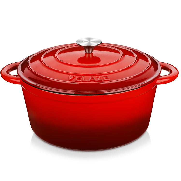 Velaze Casserole Dishes,Cast Iron Braiser With Lid, Non Stick Dutch Oven Pot,Heavy-Duty Round Cast Iron Pot, Sturdy Dutch Oven Cookware,