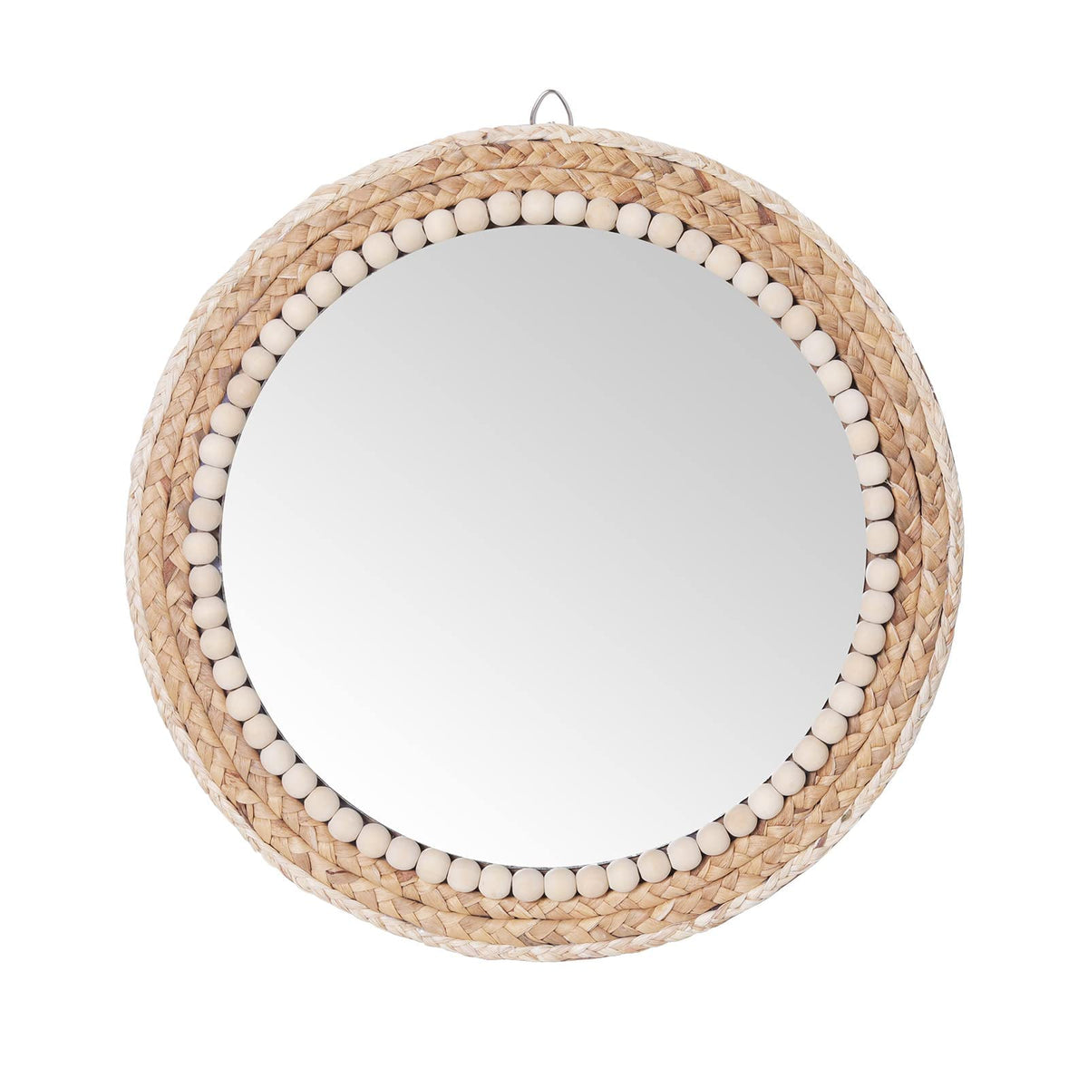 SWTHONY 15 Inch Boho Round Hanging Wall Mirror Decorative Rattan Circle Wall Mounted Mirror for Farmhouse, Living Room, Bedroom, Bathroom