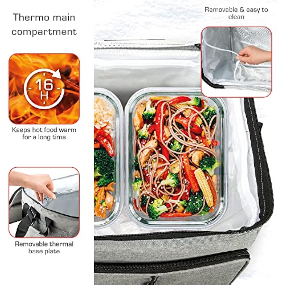 bomoe Cooler Bag Foldable – Beach Cooler Bag – Insulated Picnic Bag with 16h Cooling Function – Small Lunch Bag – Cooler Food Bag with Extra Pocket