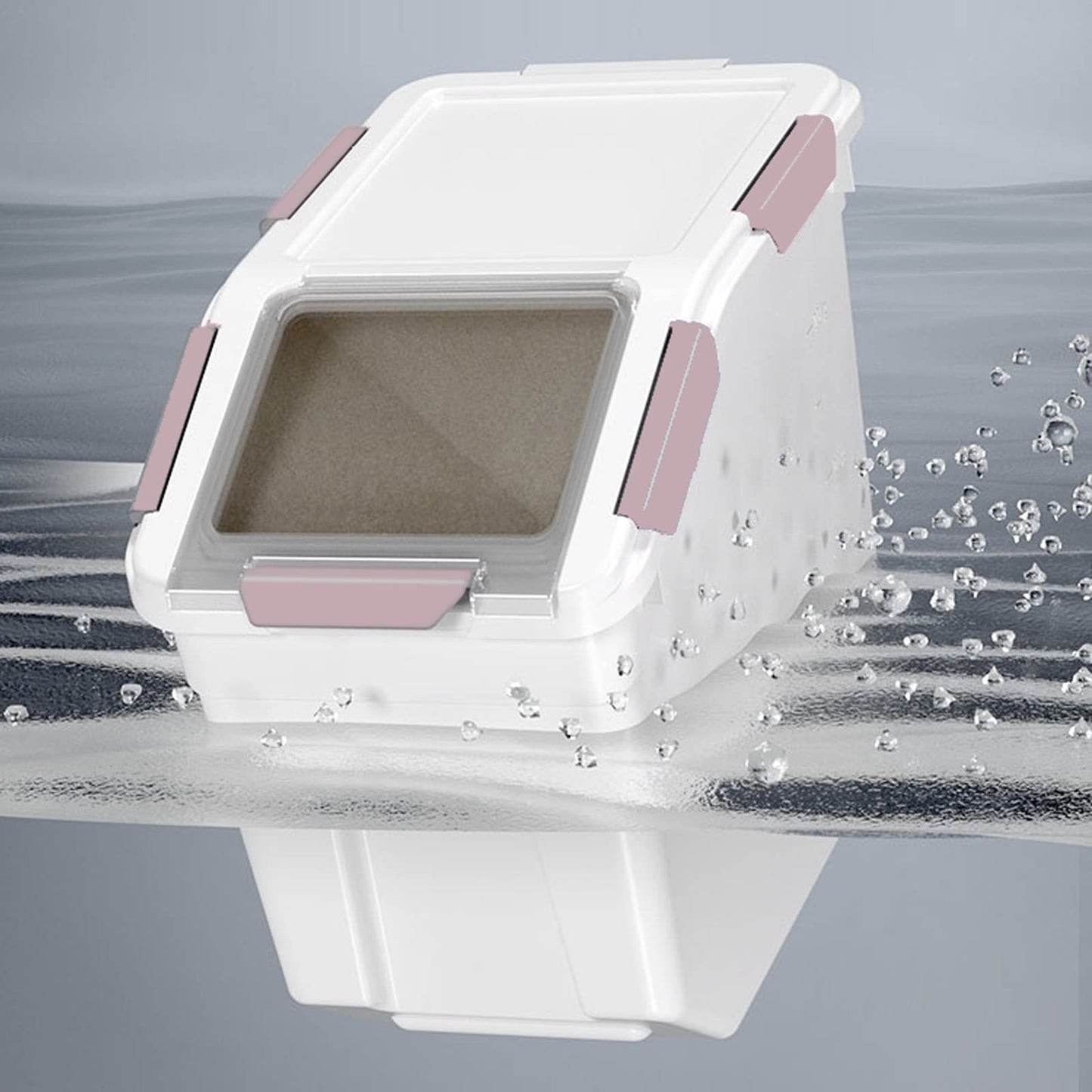 Toolzia Rice Dispenser 10kg with Scoop, Airtight Rice Storage Container Dry Food Dispenser Large Sealed Grain Containe Bin (Pink)