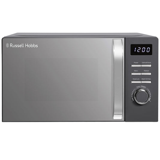 Russell Hobbs Digital Microwave 20L 800W in Grey with 5 Power Levels, Pull Handle Door & Button Control, Clock & Timer, Automatic Defrost, Easy Clean,