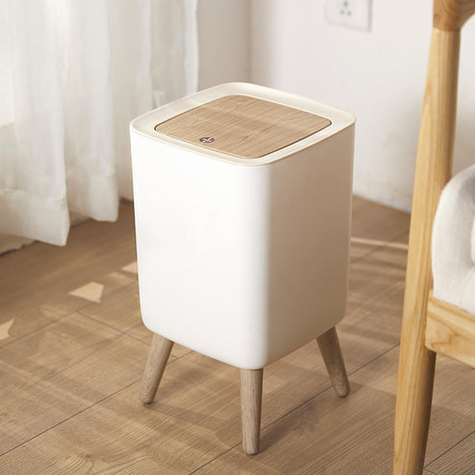 U2PICK Mini Trash Bin with Lid, 10 Liter Garbage Bin, Modern Waste Bin with Legs, Plastic Trash Can Suitable for Kitchen, Bathroom, Bedroom, Living