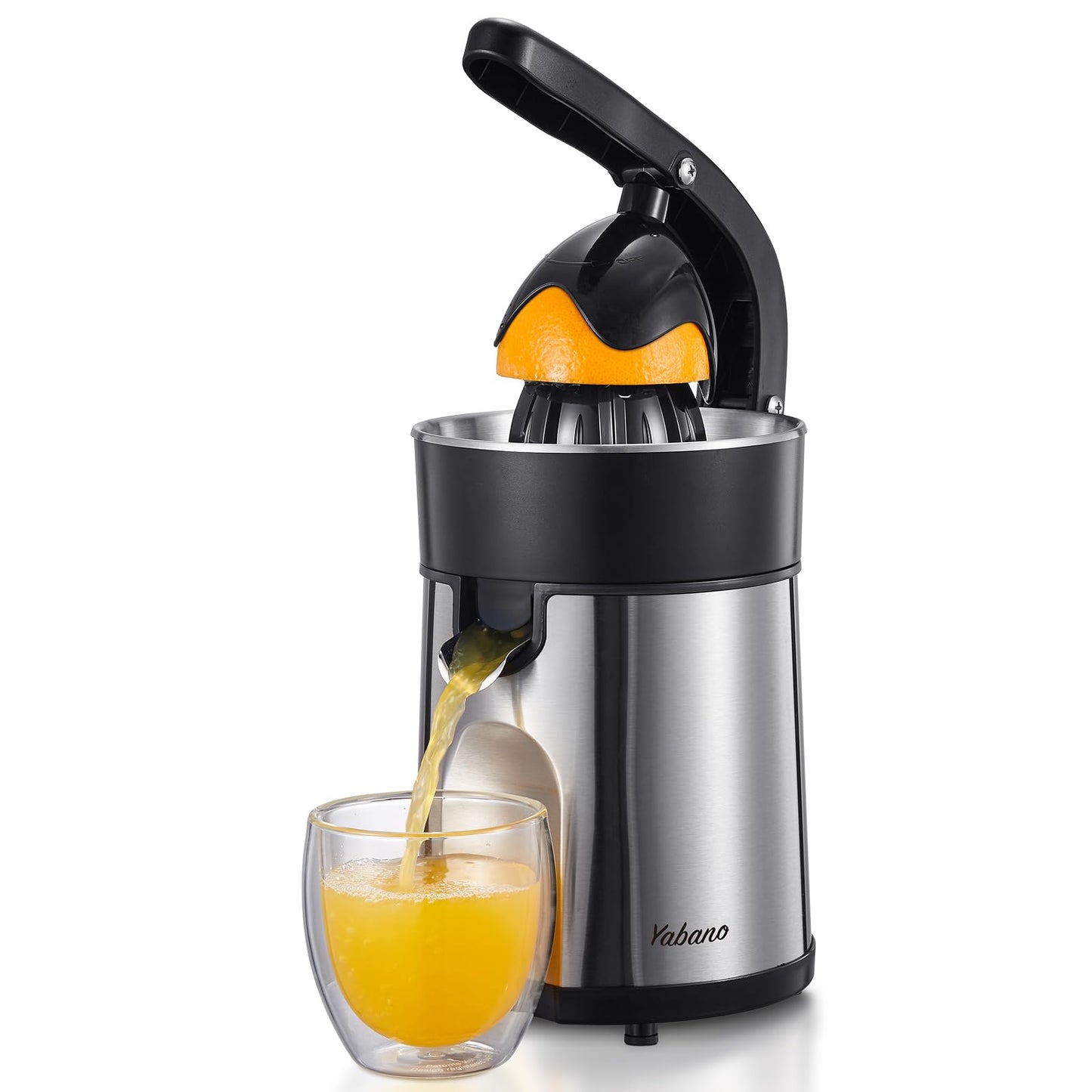 Electric Citrus Juicer Squeezer, Stainless Steel Orange Juicer with 2 Interchangeable Cones for Orange, Lemon & Grapefruit, Easy to Clean