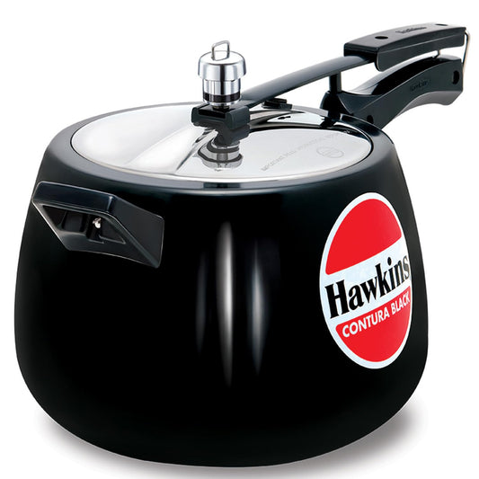 Hawkins Contura Black 6.5 Litre Pressure Cooker, Hard Anodised Cooker, Handi Cooker, Black CB65