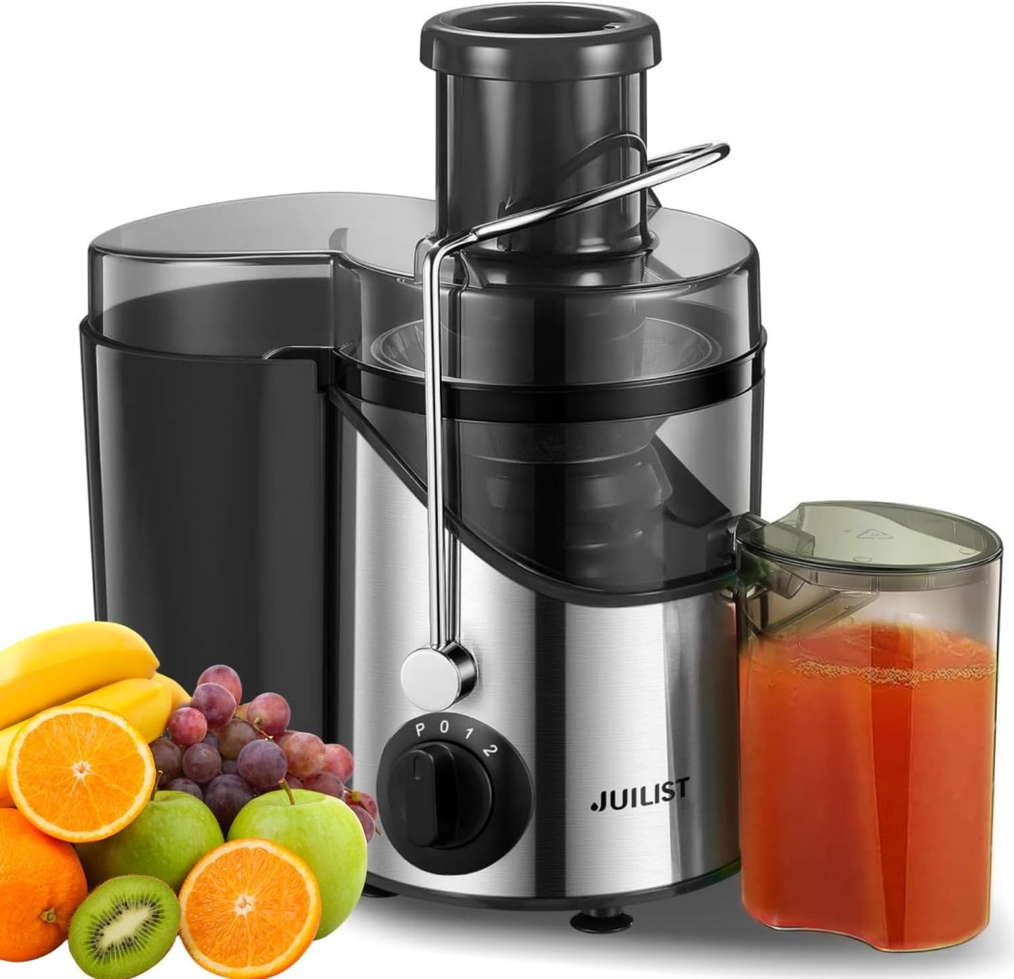 Juilist Juicer Machines, Centrifugal Juicers Whole Fruit and Vegetable with 3 Speed Setting, Big Mouth Large 65MM Feed Chute Juice Extractor Machine,