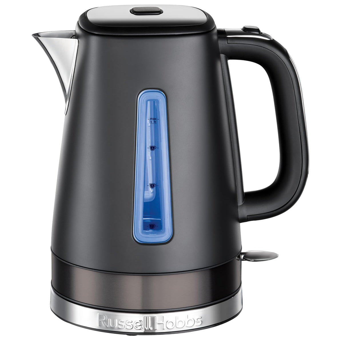 Russell Hobbs Electric Kettle (1.7L, Stainless steel with matte design, Rapid boil, Removable anti-scale filter, Water level indicator, Perfect pour,
