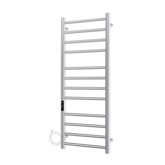 AQUAWORLD Wall-Mounted Heated Towel Rail – 304 Stainless Steel Electric Towel Warmer with Built-in Timer, Hardwired Bathroom Towel Heater