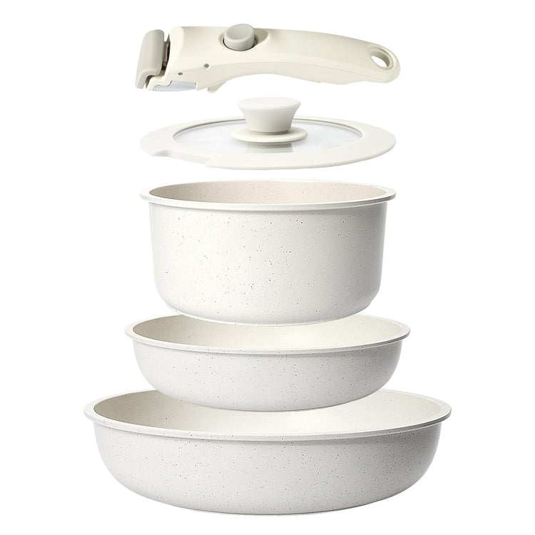 5-Piece Non-Stick Induction Cookware Set with Detachable Handle