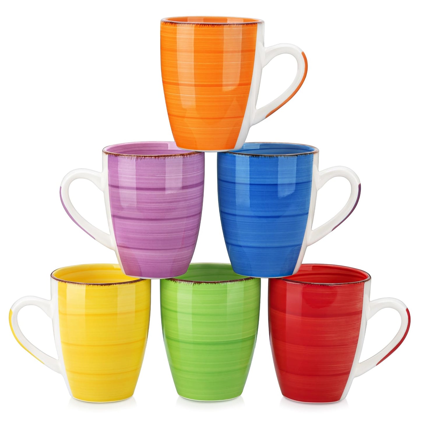 vancasso Bonita Large Mugs Set of 6, 500ml Stoneware Coffee Cup and Mug, Microwave & Dishwasher Safe Tea Cups, Mugs for Hot Drinks, Warm Color