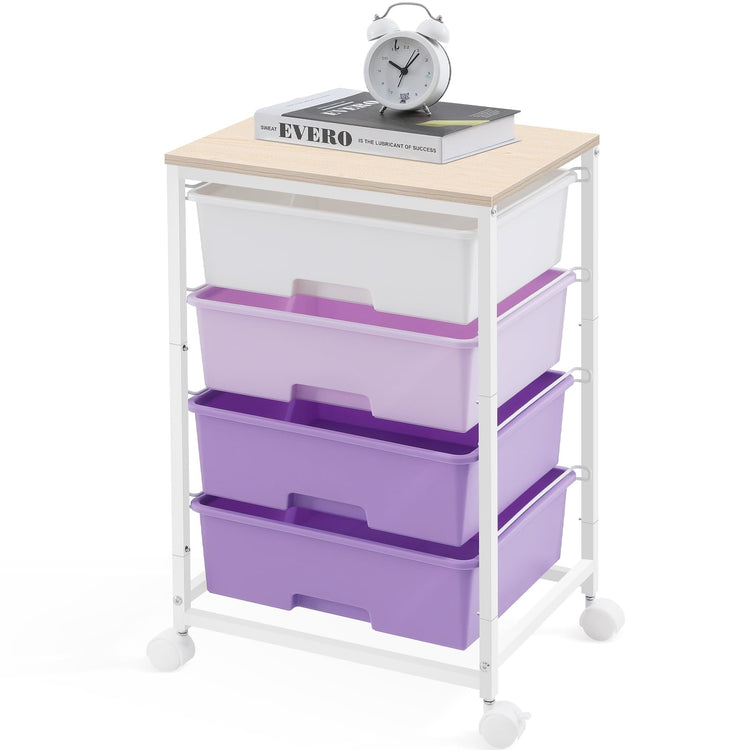 SYKIARIOL Storage Trolley with 4 Drawers, Rolling Storage Cart on Wheels, Multipurpose Mobile Organizer Unit Utility Cart for Living