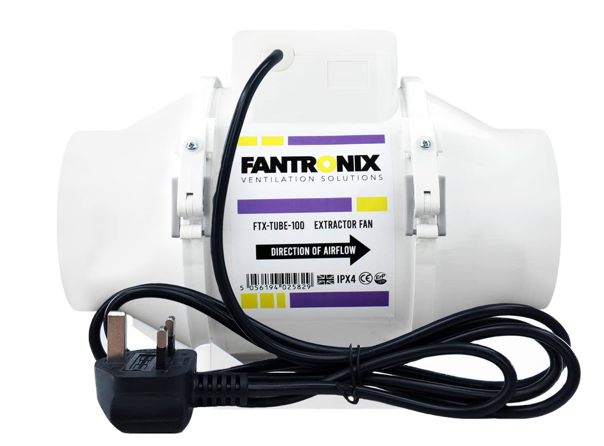 Fantronix 4 inch (100 mm) dia Universal Quiet Operation Inline Bathroom Fan Intake Hydroponic Shower Duct Ventilation Fan for hydroponics Room