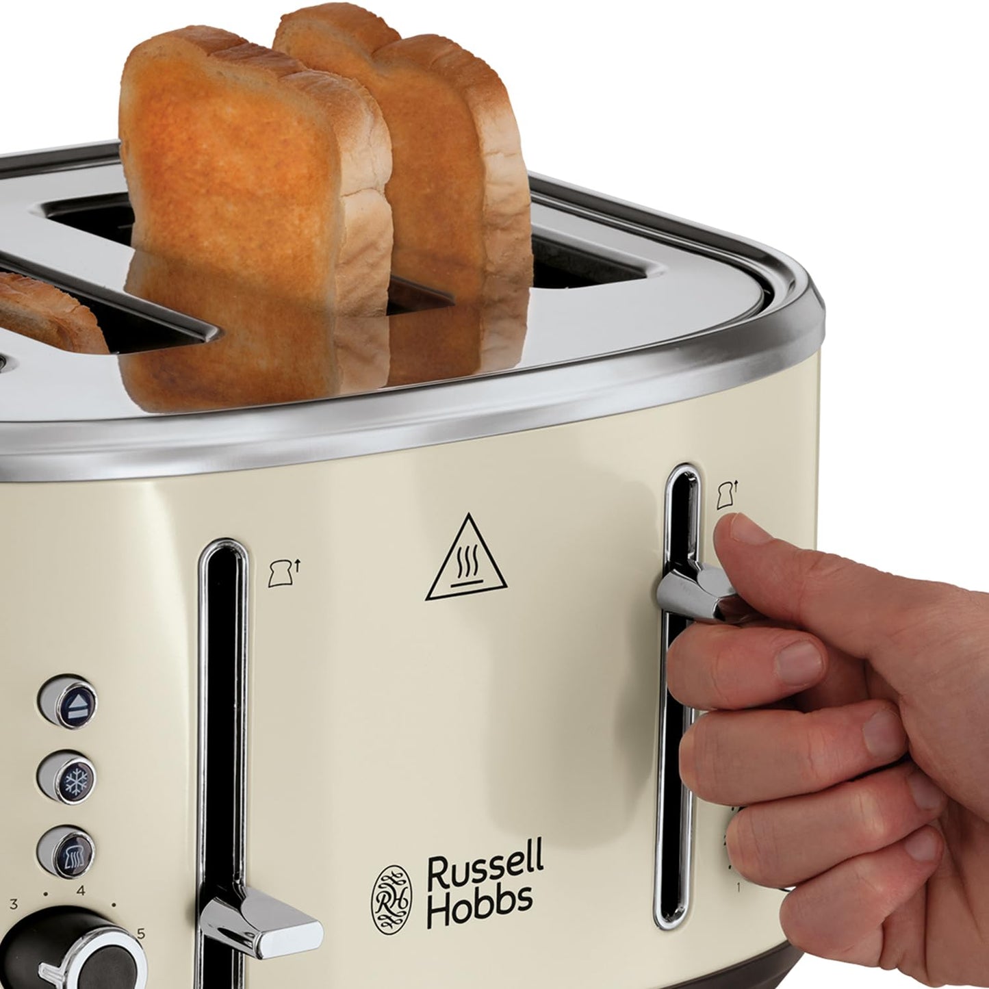 Russell Hobbs 4 Slice Toaster (Independent & Extra wide slots, 6 Browning levels, Frozen, cancel & reheat features with blue indicator light,