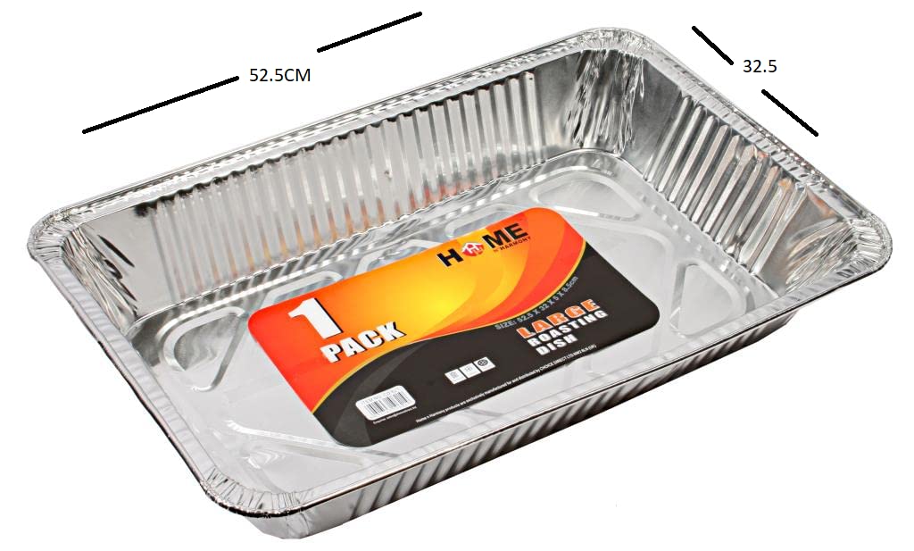 Best House Extra Large Aluminium Foil Baking Trays - Foil Tray for Food Storage, Baking, Roasting (L 52.5 x W 32.5 x H 7.9 cm) (Pack of 50 Trays)