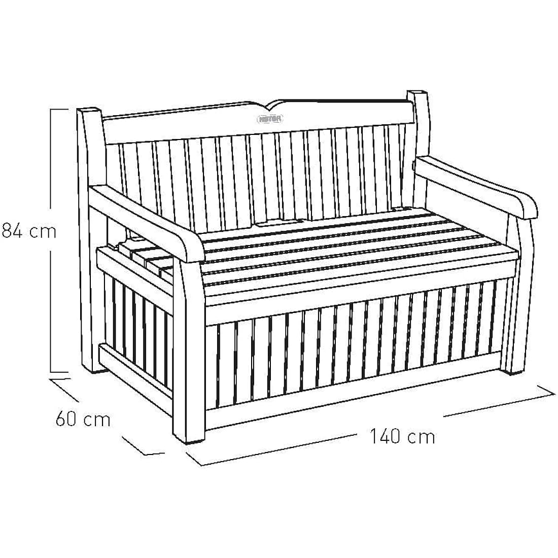 Keter Eden Bench 265L Outdoor 60% recycled Garden Furniture Storage Box Beige & Brown Wood Panel Effect | Fade Free | All Weather Resistant | Safe and Secure | Zero Maintenance | 2 year Warranty