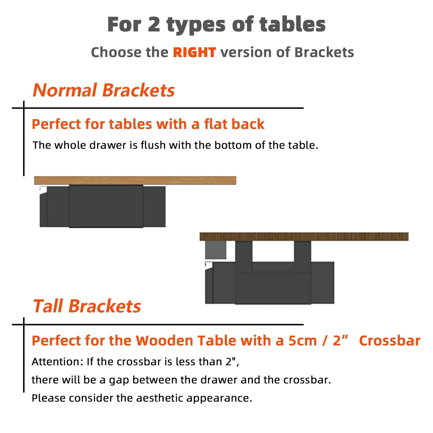 OSteed Large Under Desk Drawer Metal Black, Pull-out Storage Organizer, Under Shelf Storage Drawer, Desk Extender with Tall Brackets Mount Under Table