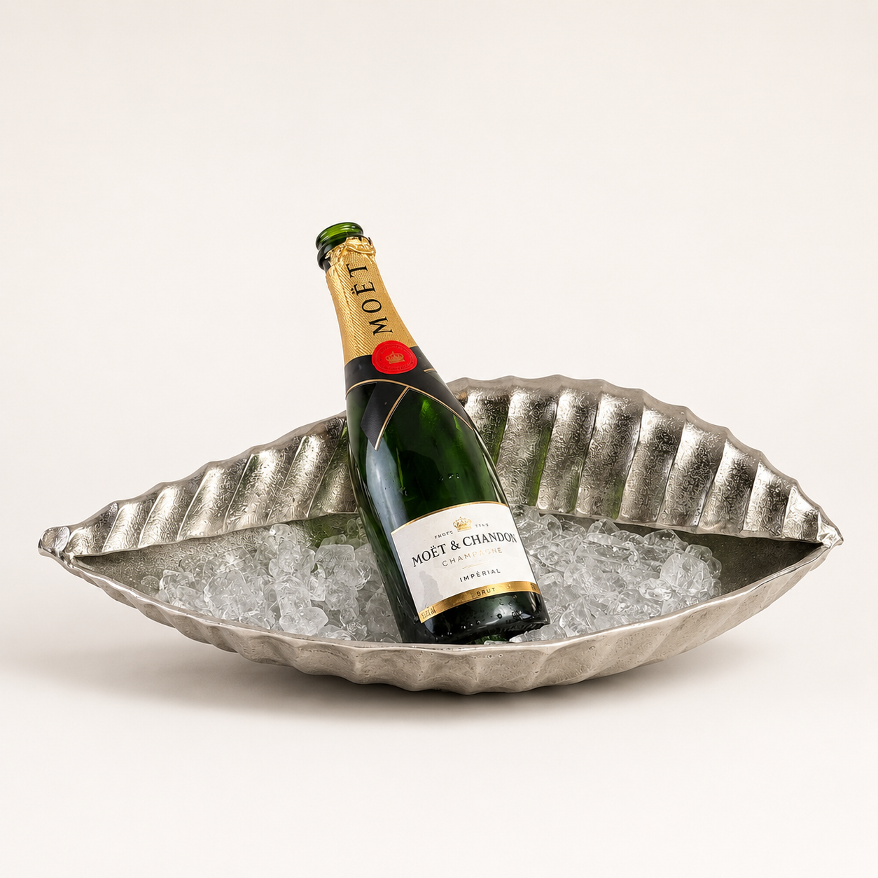 Clam Shell Champagne Ice Bucket & Silver Wine Cooler Bowl