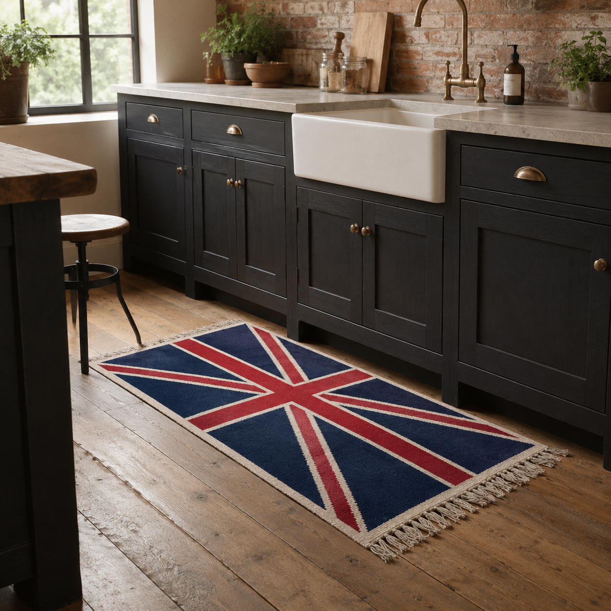 Reversible Union Jack Rug | Hand Knotted British Flag Jute Runner